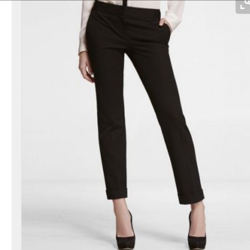 Express Editor Black Ankle Cuffed Work Pants Size 8